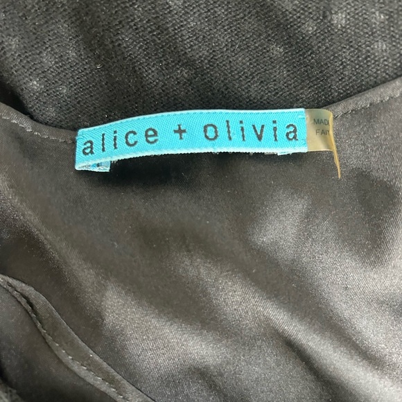 Alice + Olivia Black Crystal Sparkle Dress Size S Silk Lined Wool Blend - Picture 4 of 12